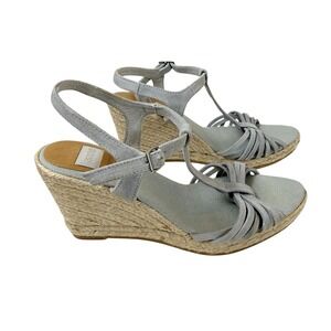 Kanna Womens Espadrille Wedge Strappy Sandals Gray Blue Size 39 US 8.5 Spain